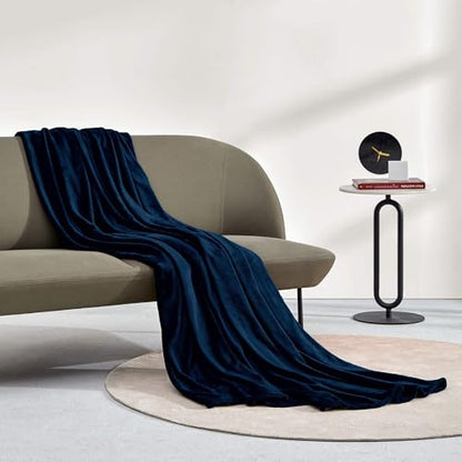 SLEEP ZONE Navy Fleece Blanket Super Soft Cozy Throw Flannel Blanket, Lightweight Comfy Fuzzy Blanket Plush Throw Blankets for Couch, Sofa, Bed, Camping, Travel, 90x90Inches - color: Navy, size: Full/Queen (90x90 inches)
