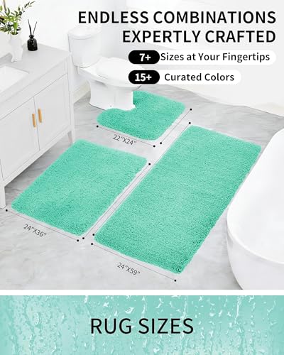 Toilet Rugs U-Shaped Mat 24x22, Contour Bathroom Mat - Ultra Soft & Absorbent Microfiber, Quick-Dry, Machine Washable with High Density Foam Latex Non Slip Backing, SpaBlue - color: Spa Blue, size: 24" X 22"(Toilet Rug)