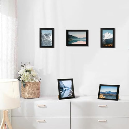 iRahmen 4x6 Picture Frame Set of 4, Black Wooden Frame with High Definition Glass, 4 x 6 Photo Frames for Tabletop Display and Wall Mounting - color: Black Woodgrain, size: 4X6