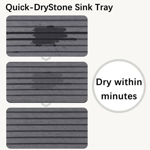 NiuYichee Set of 4 Water Absorbent Diatomite Coasters, Diatomaceous Earth Kitchen Soap Dish, Bathroom Trays, Water Absorbing Stone Used for Hand Soaps & Plants & Toiletries in The Modern Home - color: Set of 4 Dark Grey With Grooves