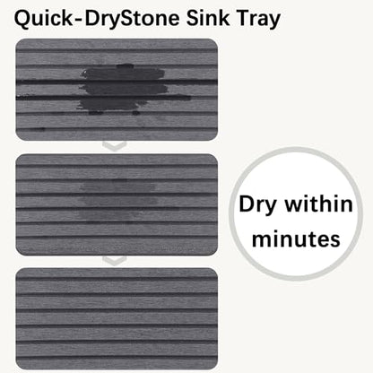 NiuYichee Set of 4 Water Absorbent Diatomite Coasters, Diatomaceous Earth Kitchen Soap Dish, Bathroom Trays, Water Absorbing Stone Used for Hand Soaps & Plants & Toiletries in The Modern Home - color: Set of 4 Dark Grey With Grooves