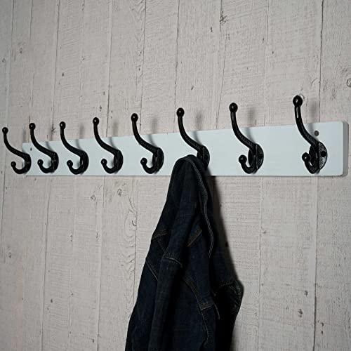 WEBI Rustic Coat Rack Wall Mount,5 Cast Iron Coat Hooks Wall Mounted,Heavy Duty Wall Coat Hanger Hooks for Hanging Coats,Clothes,Black on White,2 Packs - color: White, size: 17 Inch(2 Packs)