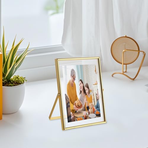 3 Pack Gold Floating Frame 5x7 Picture Frame Holds 4x6 5x7in Photo, Gold Metal Frames for Anniversary, Birthday or Wedding, Home or Office Décor - size: 5x7