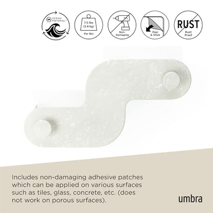 Umbra Nami Shower Caddy, Adhesive No Drill Bathroom, Set of 2, Ocean Sand | Waterproof construction, integrated drainage, rust-free, holds 6 lbs - color: Ocean Sand