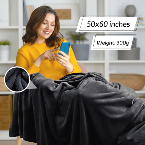 3-Pack Fleece Throw Blankets 50x60, 300GSM Soft Flannel Plush Blanket, Lightweight Warm Couch Sofa Bed Blankets, No Shedding All Season (Black) - color: Black