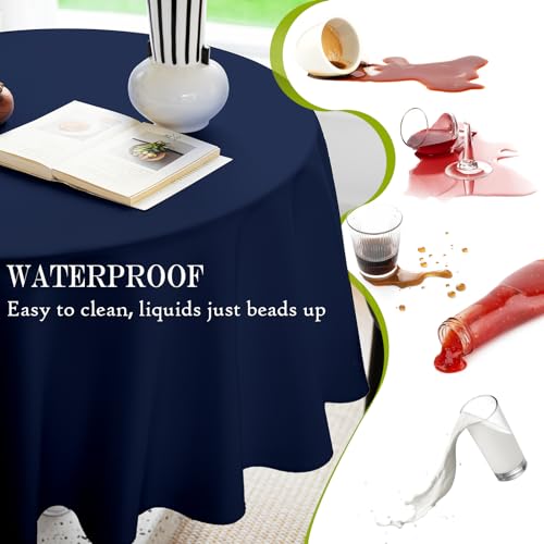 BYDOLL Table Cloth 48 Inch Round Tablecloth Fits Max38 Inch Diameter Table Top,Navy Blue Polyester Washable Wrinkle-Free Spillproof Tablecloth for Party Patio Cover - color: Navy Blue, size: 48" x 48" (Round-Fits Tables 24''-36'')