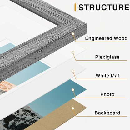 Vittanly 12 Pack Gallery Wall Frame Set, Black, Brown, Grey | Gallery Wall Frame Set: 4pcs 8x10, 4pcs 5x7 & 4pcs 4x6 Photos for Wall & Table, Picture Frames made of Engineered Wood - color: Black & Brown & Grey
