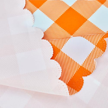 MANGATA CASA Orange Gingham Round Tablecloth-Checkered Table Cloth Waterproof Kitchen & Table Linens-Polyester Buffalo Plaid Wrinkle Free Table Cover(Pumpkin Yellow 60R inch) - color: Pumpkin Yellow, size: 60" (Round)