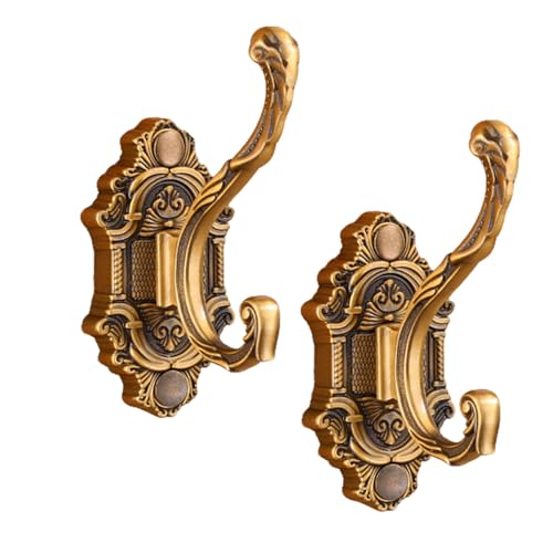 2Pcs Vintage Hook Ornate Wall Mounted Coat Rack | Aluminum Alloy Antique Bronze Finish | Heavy Duty Decorative Hooks for Hats, Bags, Towels | Bathroom & Entryway Decor (Antique Style) - color: antique style