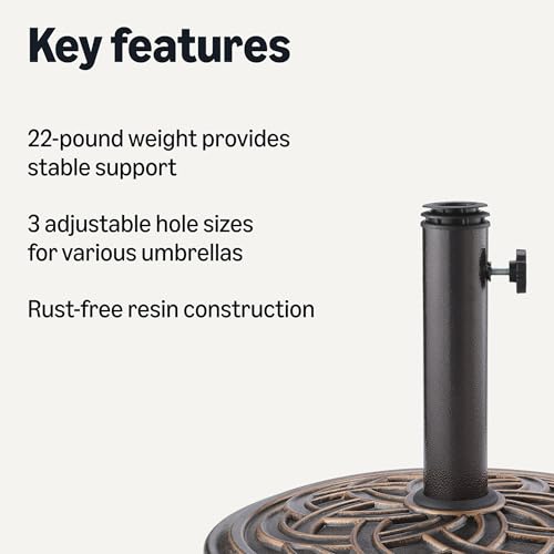 Amazon Basics Adjustable Patio Umbrella Stand, Black, 22 Pounds
