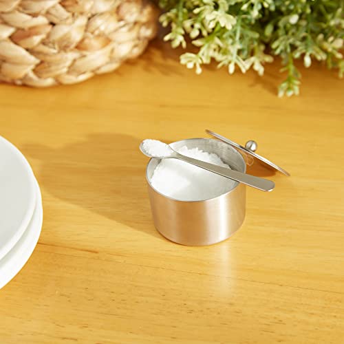 RSVP International Endurance Kitchen Collection Salt Cellar Set with Spoon, 2-Ounce, Brushed Stainless Steel - size: 2-Ounce