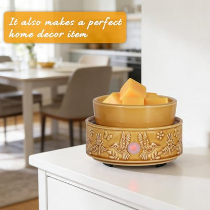 Hummingbird Wax Melt Warmer for Scented Wax 3-in-1 Ceramic Wax Warmer | Fragrances Candle Oils, Home Fragrance Burner,Electric Candle Warmer for Mom Women (Yellow) - color: Yellow Hummingbird