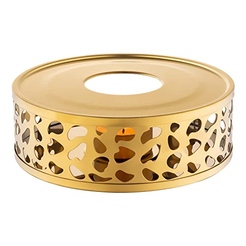 Teapot Warmer, Brushed Stainless Steel Tea Warmer with Tealight Holder, Gold - size: 5.9 in-Gold