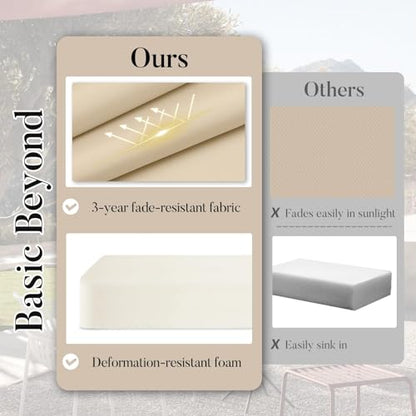 Basic Beyond Outdoor Cushions for Patio Furniture Waterproof Outdoor Chair Cushions Set of 4-19 x 19 x 3 Inch Thick Patio Chair Cushions with Adjustable Ties, Beige - color: Beige
