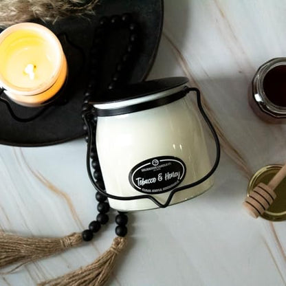Milkhouse Tobacco & Honey Soy Candle, 16 oz Butter Jar, 65+ Hr Burn | Clean-Burning, Soy Wax, Cotton Wick, Made in the USA - size: 16 oz