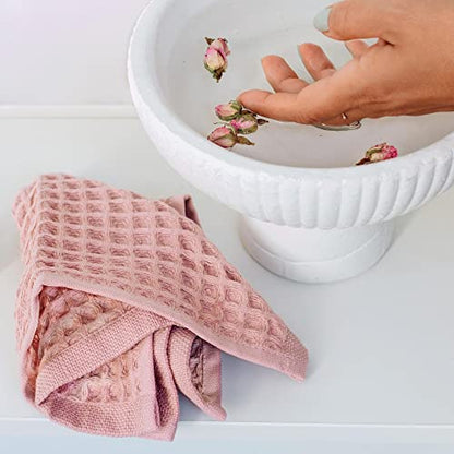 Waffle Washcloths Set, 100% Turkish Cotton (Mixed) - color: Mixed, size: Washcloths Set (4 Pieces)