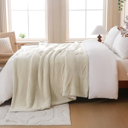 Sherpa Fleece Throw Blanket, Linen, 50x60 inches | Double-Sided Super Soft Luxurious Plush Blanket Throw Size - color: Linen, size: 50"×60"