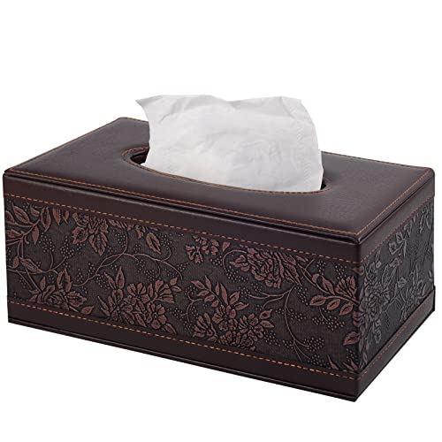 Antique PU Leather Tissue Box Holder Cover Rectangular Napkin Case Dispenser,Home Office Car Tissue Holder with Magnetic Bottom,Facial Tissue Organizer (Retro) - color: Retro