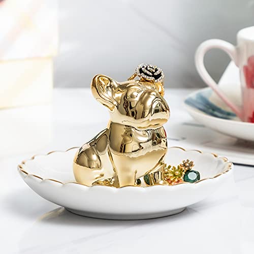 PUDDING CABIN Bulldog Ring Holder Dish, Gifts for Mom Valentines, Birthday Gift for Women Friend Girls Aunt Mothers Day Bridesmaid Wedding Engagement Xmas Gifts, Dog Mom Gifts for Women - style: Bulldog