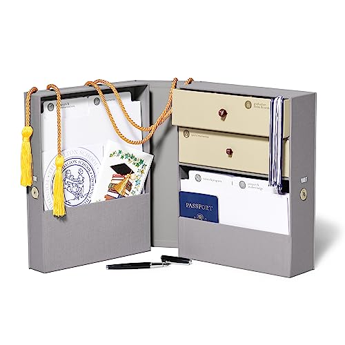Savor | Life Essentials & Graduate Keepsake Organizer | Keep High School and College Graduation Memorabilia Organized and Safe in One Convenient Home with this Gift for Students and Grads - color: Slate - No Customization, style: Graduate Keepsake Box