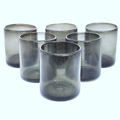 Solid Humo Smoke Gray 9 oz Short Tumblers (set of 6), Recycled Glass, Lead-free, Toxin-Free (9oz Tumbler) - color: Smoke Gray, size: 9 oz