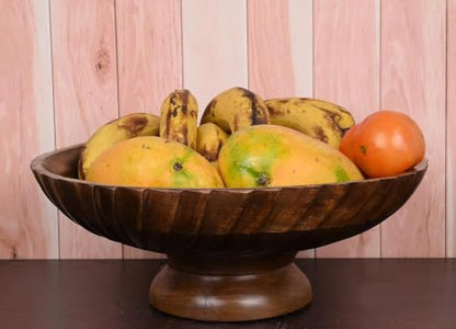 Fruit Bowl Wooden Fruit Bowl for Kitchen Counter for Home Decor or Decorative Fruit Bowl for Table (12" X 12'" X 4.75")