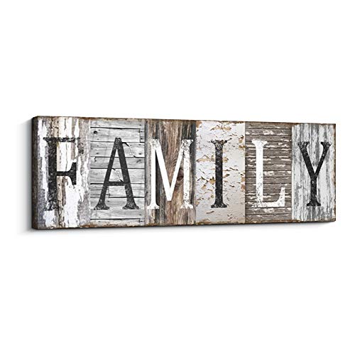 Pinetree Art Quotes Wall Art Decor, Family Decorative Signs Inspirational Motto Canvas Prints (With Solid Wood Inner Frame) (Family, 6 x 17 inch) - color: Family, size: 17"L x 6"W