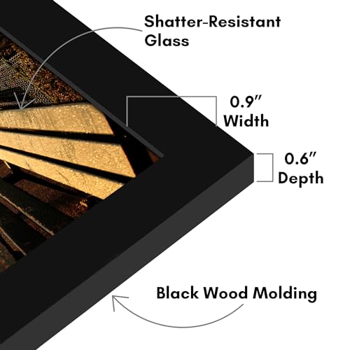 Americanflat 5x8 Picture Frame - Engineered Wood - Black | Shatter-resistant glass, wall or tabletop display with included easel, sawtooth hangers included - color: Black, size: 5x8