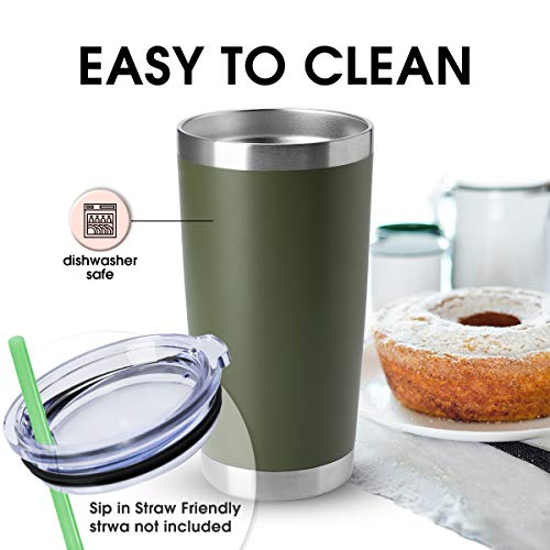 HASLE OUTFITTERS 20oz Stainless Steel Tumblers Bulk, Insulated Travel Cup with Lid, Double Wall Vacuum Coffee Mug for Cold & Hot Drinks 4 Pack, Army Green - color: Army Green-A, size: 4 Count (Pack of 1)