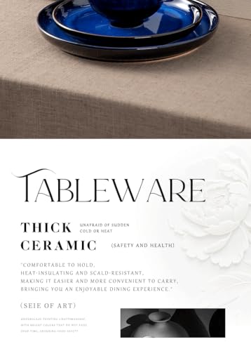4-piece set, ceramic, natural active glaze plate and bowl set, microwave and dishwasher compatible tableware set, shatterproof and scratch resistant dinner set, irregular edge design, blue - color: style - 8