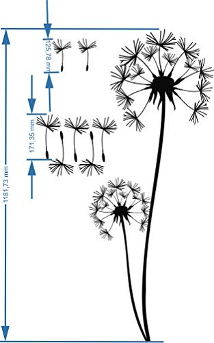 DEKADRON Metal Wall Art, Pusteblume with Flying Seeds, Metal Nature Decor, Patel with Dandelion Wall Hanging, Home Living Room Wall Art (18'' W X 46'' H 48x118cm) - size: 46"L x 18"W