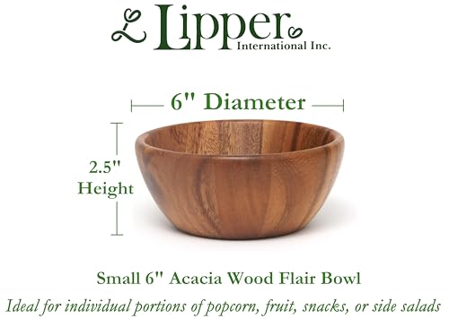 Lipper International Acacia Round Flair Serving Bowl for Fruits or Salads, Small, 6" Diameter x 2.5" Height, Single Bowl - size: Small