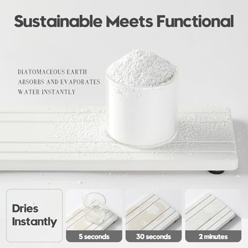 2PCS Diatomite Quick Stone Drying Tray Mat for Bathroom & Kitchen Counter, Instant Dry Water Absorbent Drink Bar Coaster,Vanity Sink Caddy Organizer,Dish Soap Sponge Holder, White,9"x3.5" - color: 2pack-9"x 3.5" - White
