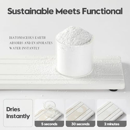 2PCS Diatomite Quick Stone Drying Tray Mat for Bathroom & Kitchen Counter, Instant Dry Water Absorbent Drink Bar Coaster,Vanity Sink Caddy Organizer,Dish Soap Sponge Holder, White,9"x3.5" - color: 2pack-9"x 3.5" - White