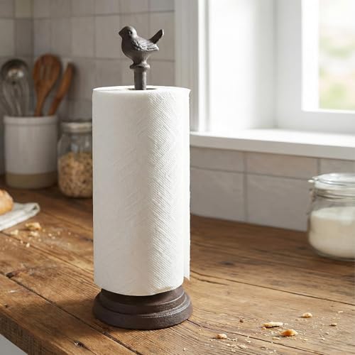 13.05" Black Iron Bird Paper Towel Holder for Toilet | Cast Iron,for Kitchen Paper,for home,for Bathroom,for Work Countertops
