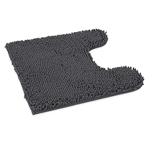 Standard 24"x21" U-Shaped Non-Slip Shaggy Chenille Toilet Contour Bathroom Rug with Water Absorbent, Charcoal Gray - color: Charcoal Gray, size: 24" x 21" (U-Shaped)