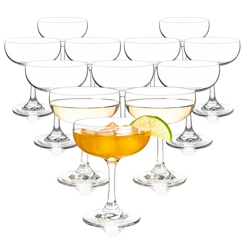 Champagne Glasses Set of 12-7oz Elegant Coupe Glasses, Crystal Cocktail Glasses for Martini, Champagne, Desserts, Home Bar, Wedding, and Party (12 PCS) - color: 12 PCS