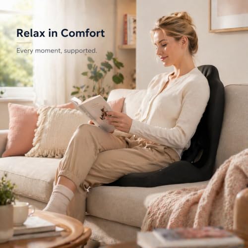 Pain Relief Ergonomic Seat Cushion with Lumbar Support, Memory Foam, L-Shaped, for Office Chair, Car Seat, Gaming Chair (Grey)