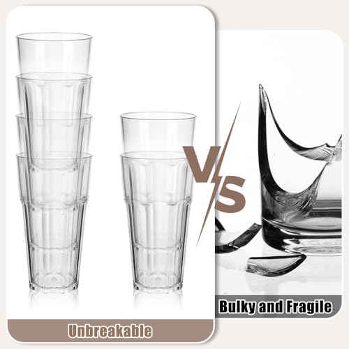 6 Pcs Plastic Tumblers, Unbreakable Water Cups, Reusable Drinking Cup for Kids and Adults, Stackable Acrylic Glasses for Camping Picnic Party Juice Cocktail Whiskey Wine (6pc-clear-300ml/10oz) - color: 6pc-clear-300ml/10oz