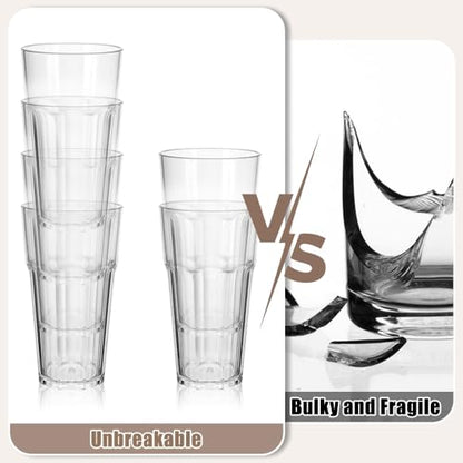 6 Pcs Plastic Tumblers, Unbreakable Water Cups, Reusable Drinking Cup for Kids and Adults, Stackable Acrylic Glasses for Camping Picnic Party Juice Cocktail Whiskey Wine (6pc-clear-300ml/10oz) - color: 6pc-clear-300ml/10oz