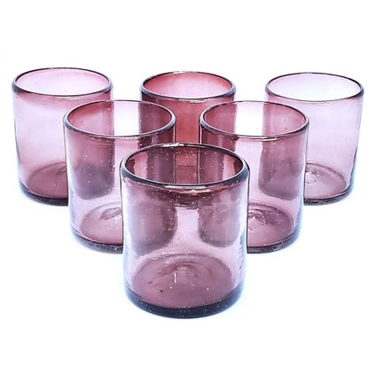 Solid Amethyst 9 oz Short Tumblers (set of 6), Recycled Glass, Lead-free, Toxin-Free (9oz Tumbler) - color: Amethyst, size: 9 oz