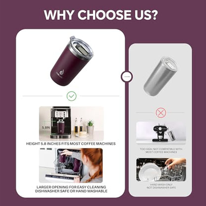 Ideus 20 oz Tumbler, Travel Coffee Mug with Splash Proof Sliding Lid, Double Wall Stainless Steel Vacuum Insulated Coffee Mug for Home and Office, Keep Beverages Hot or Cold, Red Violet - color: Red Violet