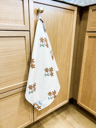 Kitchen Towels, Dish Towels for Kitchen, 3 Pc Kitchen Towel Set | Microfiber Waffle Towels, 16 x 26 inches, with Hanging Loops, Reusable Tea Towels, Cute Kitchen Towels - 3 Pack - color: Coffee