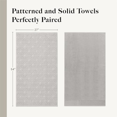 Modern Threads 6 Piece Cotton Bath Towel Set – Ultra Soft 550 GSM Towels – Bathroom Set with Hand Towels and Washcloths – Geometric (Silver Cloud) - color: Silver Cloud, size: Standard, style: Geometric