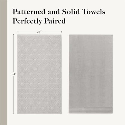 Modern Threads 6 Piece Cotton Bath Towel Set – Ultra Soft 550 GSM Towels – Bathroom Set with Hand Towels and Washcloths – Geometric (Silver Cloud) - color: Silver Cloud, size: Standard, style: Geometric
