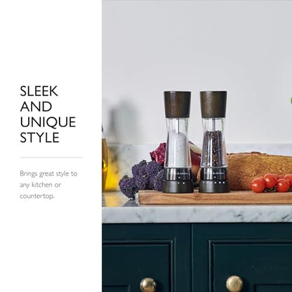 Cole & Mason H332293 Derwent Black Wood Salt and Pepper Mills, Gourmet Precision+, Adjustable Grind, Stained Beech/Acrylic, 190 mm, Gift Set, Includes 1 Salt and 1 Pepper Grinders - color: Black Wood