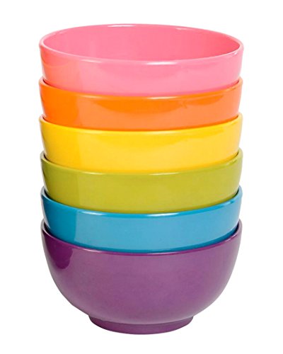 French Bull Melamine Mini Bowls, 6-Piece Set, Small Serving Bowl – Snack, Condiment, Dip, Dessert, Ice Cream – Shatter Proof, Food-Safe, BPA Free, Dishwasher Safe, 4” 10 oz - Multicolor - color: Multicolor, size: 4" Mini Bowls set of 6