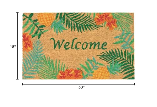 Liora Manne Natura Doormat Non-Slip Natural Fiber Outdoor Mat-Decorative, Tropical Welcome Natural 1'6" x 2'6"