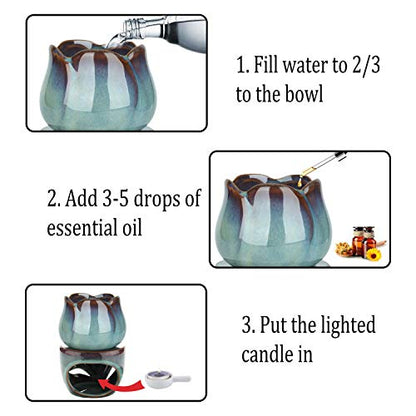 ComSaf Wax Melt Burners Essential Oil Burner Set of 2, Aromatherapy Aroma Burner Ceramic Oil Diffuser Candle Tealight Holder Home Bedroom Decor Christmas Housewarming Gift | Essential Oil Aromatherapy, Scented Wax Melts, Tea Light Tray, Bedroom Home Decor