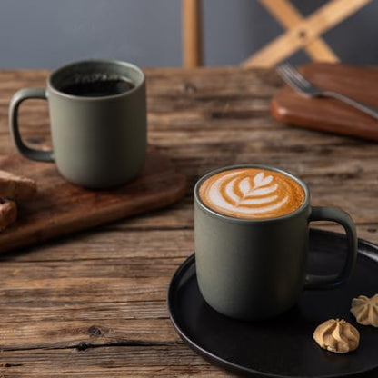 AmorArc 14oz Coffee Mugs Set of 6, Ceramic Coffee Mugs with Large Handle & Wavy Rim for Latte/Hot Cocoa/Tea, Stylish Coffee Mugs for Men Women. Oven,Dishwasher&Microwave Safe, Reactive Glaze - color: Reactive Glaze